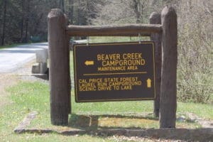 Sign along Beaver Creek Rd Watoga State Park