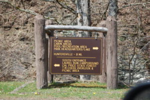 Sign near Park Office at Watoga State Park