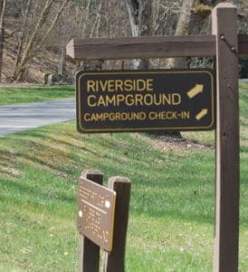 Riverside Campground sign Watoga State Park