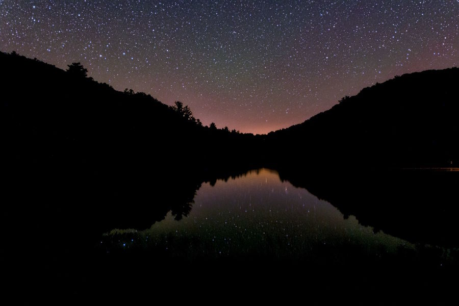 Watoga Lake under a starry sky