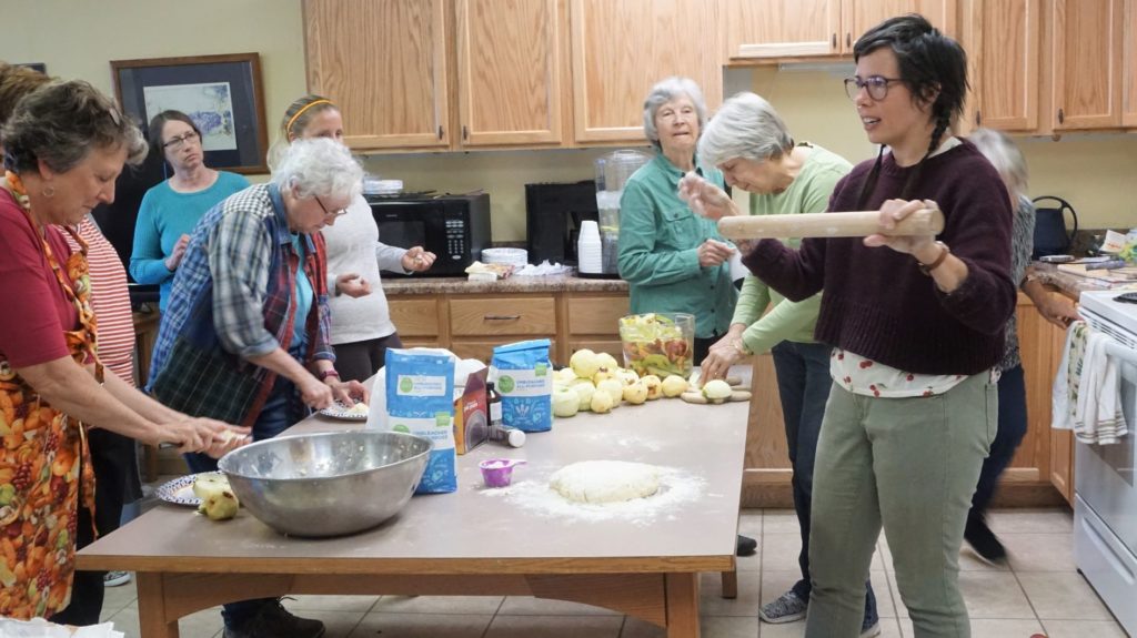 Emily Sullivan  Art of Pie Making workshop at Hillsboro Library community room.