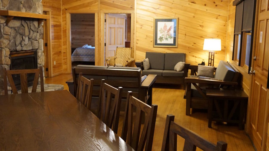 Interior of rehabbed cabin on Pine Run, Watoga State Park