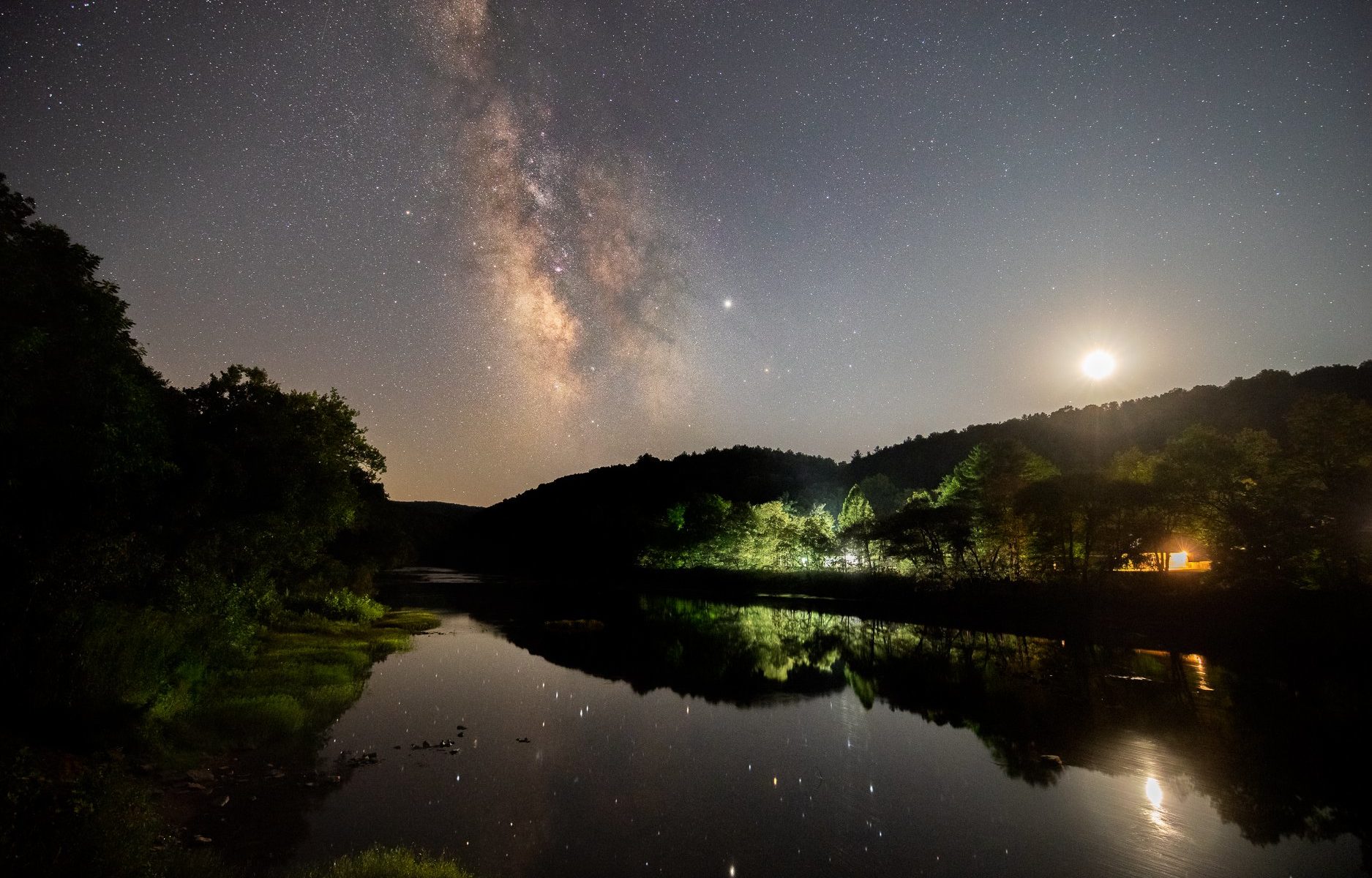 Milky Way over Watoga Lake on a clear night