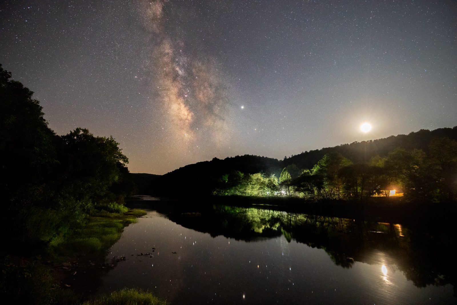 Milky Way over Watoga Lake on a clear night