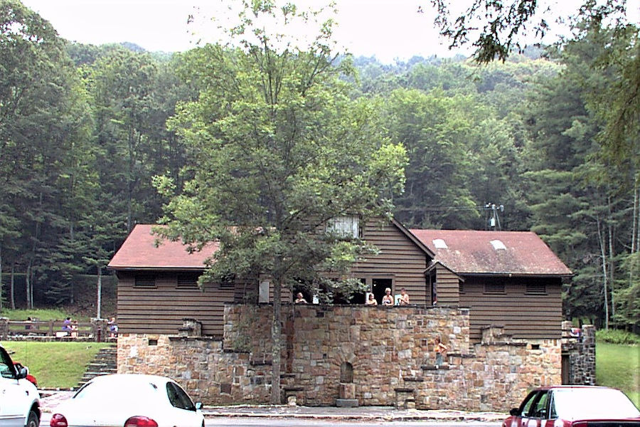 Entrance to bathhouse and swimming pool at Watoga State Park. | Photographer unknown