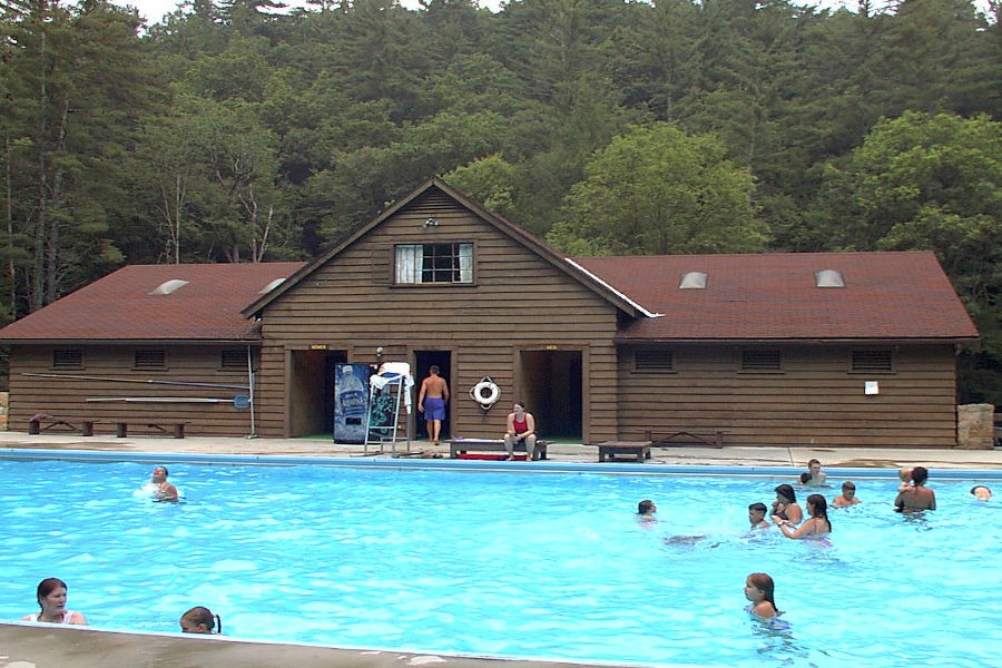 Visitors enjoying a summer afternoon in the Watoga State Park Swimming Pool. | Photographer unknown