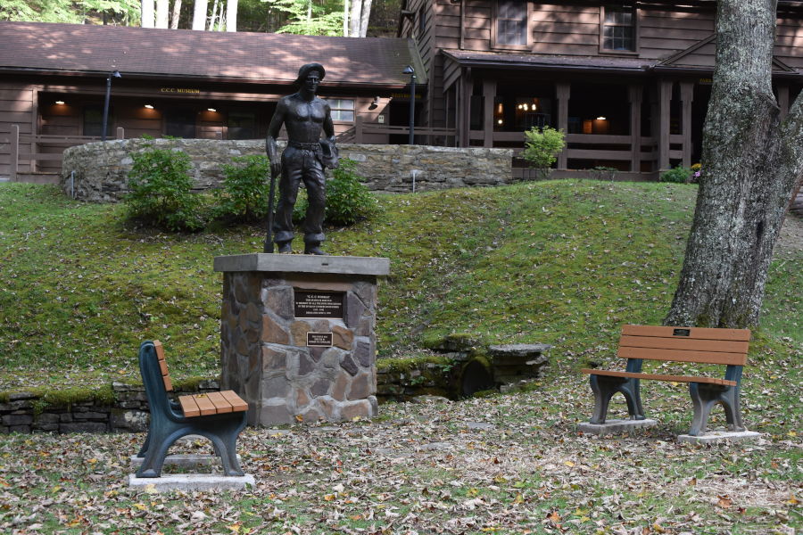 Benches for former Watoga superintendents Richard Dale and Kermit McKeever were set in June in their honor. 📸: John C. Dean, September 16, 2020