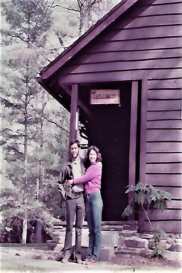 Posing together at the assistance superintendent's residence with brown wood siding are Ken Caplinger, Jr. and his wife, Judy, circa 1980. Photo by Richard S. Morris.by