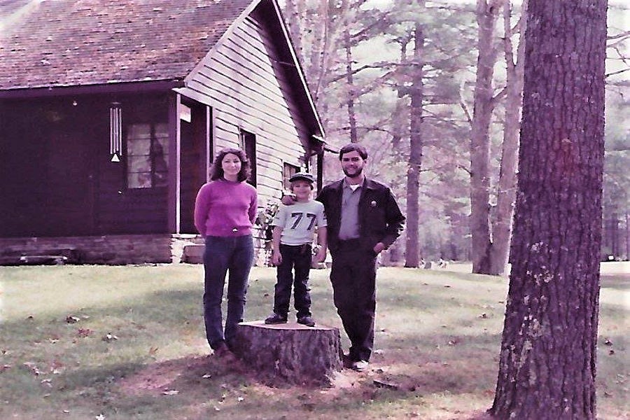 In a wooded setting at Watoga is the Caplinger family making memories at Watoga State Park. Watoga is West Virginia's largest recreation area.