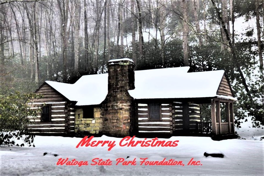 A snowy backdrop for Christmas at Watoga State Park in Pocahontas County. Photo by the Watoga State Park Foundation.