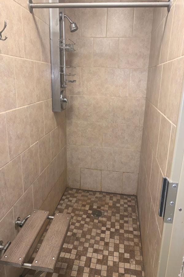 Campers can now utilize a remodeled shower stall at one of the park's two campgrounds. Photo by Watoga State Park.