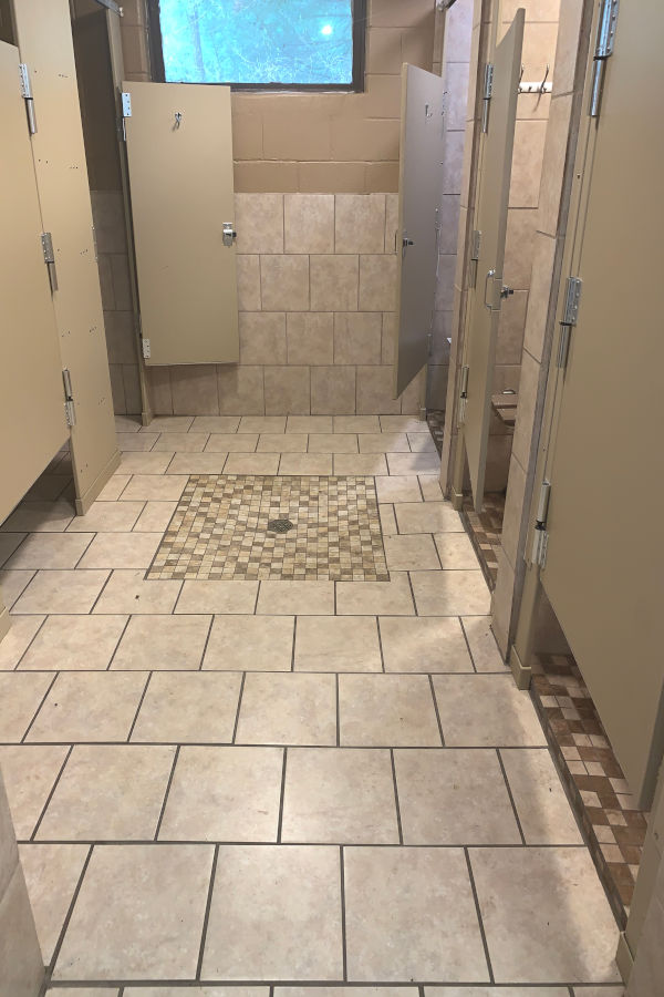 Both bathhouses at Riverside and Beaver Creek campgrounds have undergone major upgrades featuring new plumbing and tile floors. Photo by Watoga State Park.