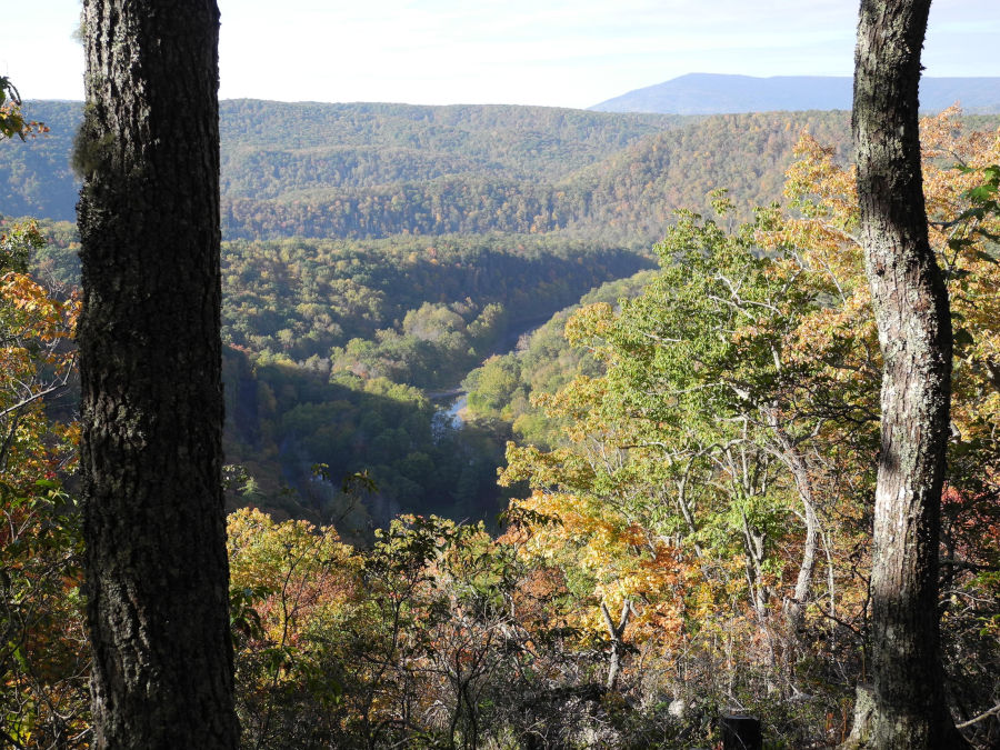 A stunning view of the Greenbrier River and Droop Mountain to the south along the Monongaseka Trail. Photo by the Watoga State Park Foundation.