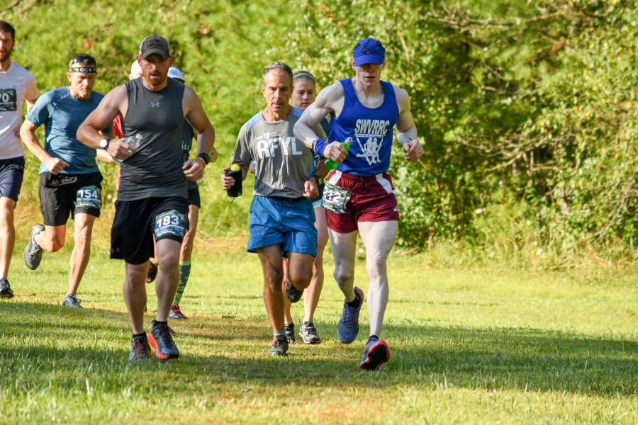 Serious looks are on the faces of the half marathon runners as they are ready to take on a challenging 13.1-mile course at Watoga State Park's Half Marathon and 5k Races. Photo by the Watoga State Park Foundation, Inc.