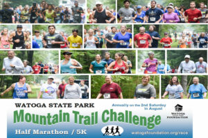 Many runners faces are depicted in this collage from Watoga State Park's Mountain Trail Challenge Races set to start on August 14.