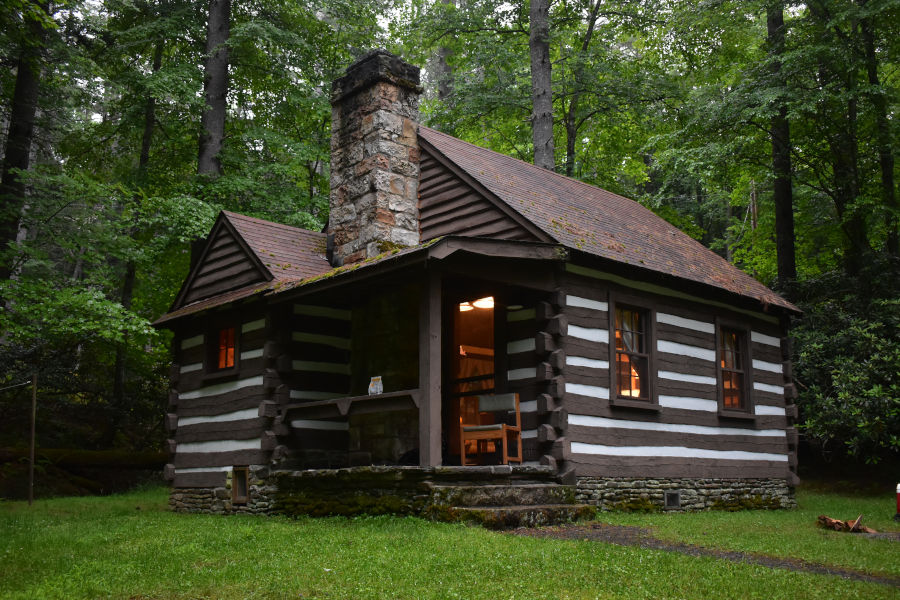 Cabin 34, aka "The Honeymoon Cabin," on a wondrous summer evening.